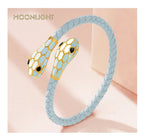 Double Snake Head Cuff Bangles Braided Leather Luxlife Brands