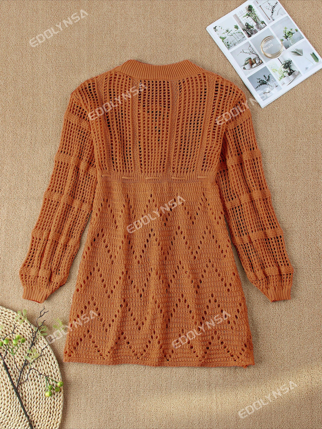 Sexy Deep V-neck Lace-up Bell Sleeve Knit Mesh Hollow Out Beach Mini Dress 2025 Summer Swimsuit Cover Up Women Casual Tunic K14 Luxlife Brands