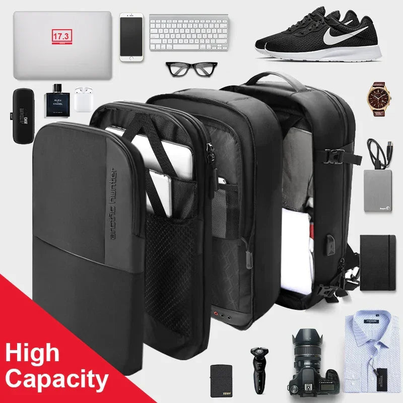 17.3 Inch 2 in 1 Backpack Bag 60L Carry On Travel Bag Luxlife Brands