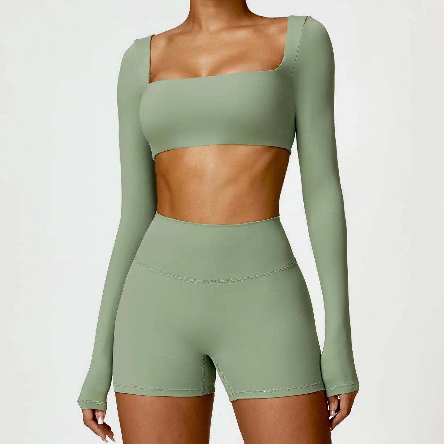 2PCS Yoga Set Women Gym Long Sleeve Sports Suits Fitness Bra Crop Top Workout Clothes Female Athletic Wear Legging Sportswear Luxlife Brands
