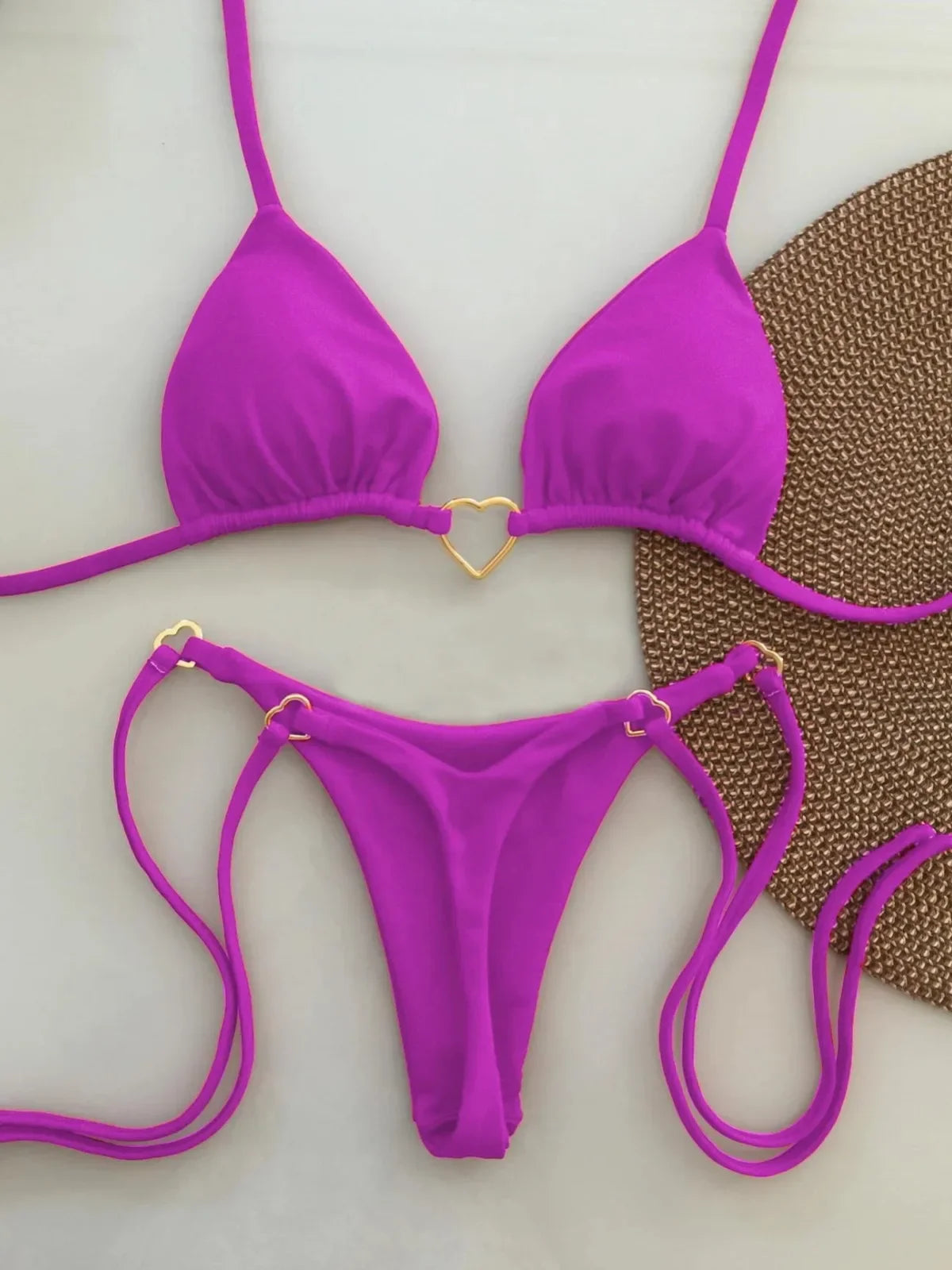 New Solid Color White Bikini Women suit Low Waist Lace-up Fashionable Swimsuit Two-piece Set Luxlife Brands