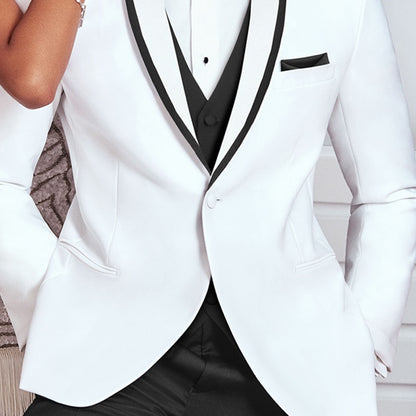 White and Black Wedding Tuxedo for Groom Slim Fit Suits for Men 3 Piece Male Fashion Suit Jacket with Pants Vest 2023 Costume