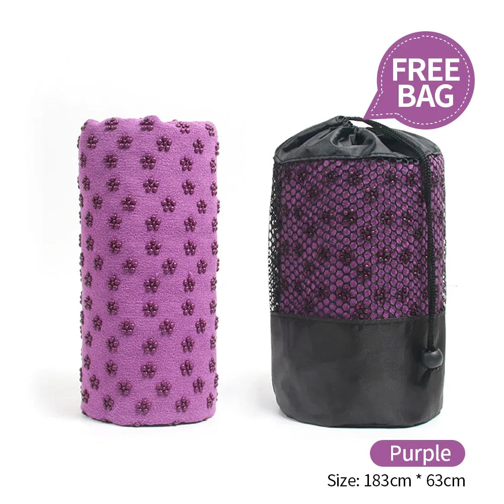 Yoga Mat Cover Towel Non-Slip Sweat Absorbent Solid Foldable Portable Pilates Exercise Sports Travel Fitness Blanket 183CM*63CM