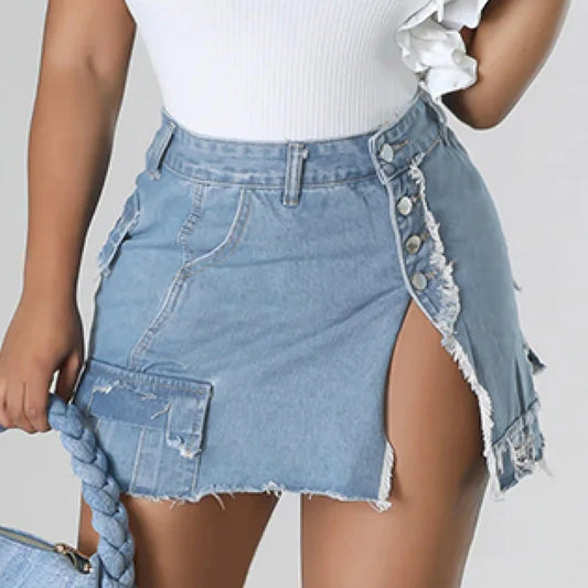 Hannah High Split Denim Skirts