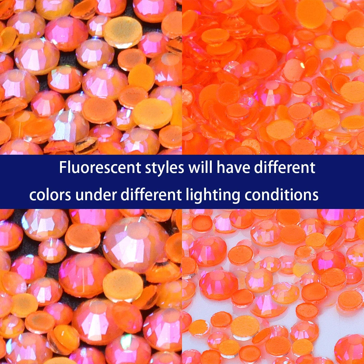 1440PC Mix Size SS6-SS20 Mocha Shimmer Neon Glass FlatBack Non-Hotfix Rhinestones