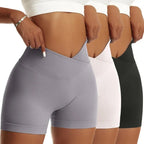 3 Pieces Women Solid Peach Hip Sports Pants High Elastic Breathable Running Biker High Waist Yoga Scrunch Butt Shorts for Women Luxlife Brands