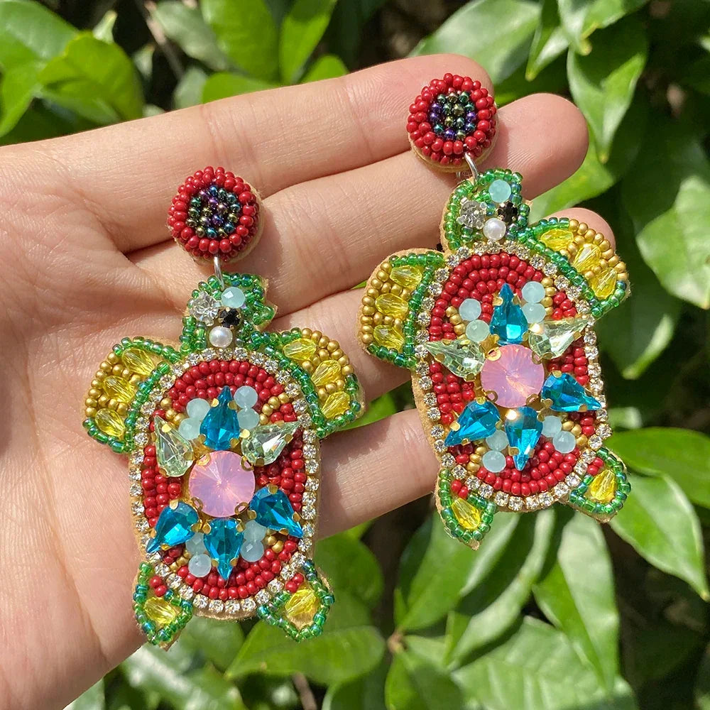 Handmade Beaded Drop Earrings