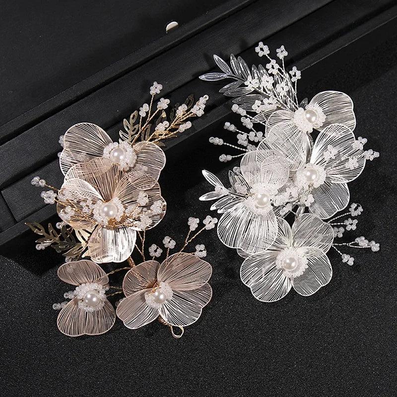 Flower Hairband Bridal Hair Jewelry Pearl Crystal Headband Elegant Birthday Party Tiara Crown Wedding Hair Accessories For Women LUXLIFE BRANDS