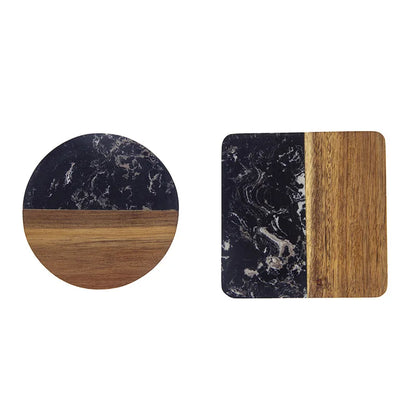 Handcrafted Marble & Handcrafted Acacia Wood Coaster 1pc