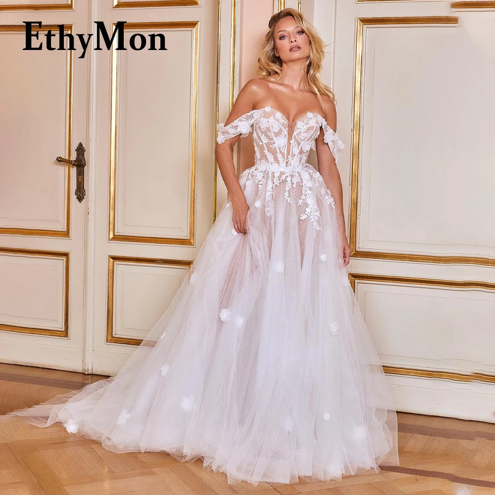 Ethymon Modern Sweetheart Wedding Gown For Bride Off the Shoulder Trumpet Lace Appliques Backless Robe De Mariée Customised Luxlife Brands