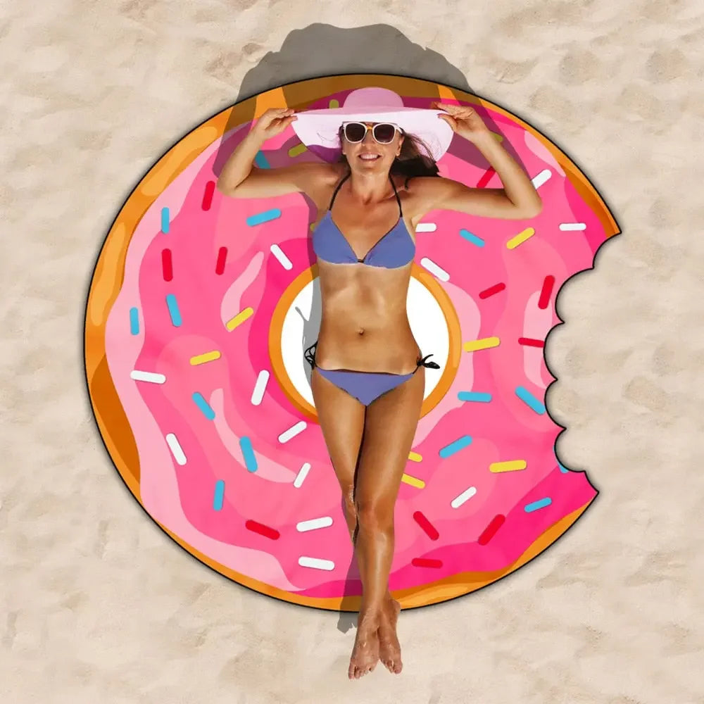 Donut Beach Mat Shaped Swimming Towels Beach Towel Irregular Towel Material Doughnut Mat Bath Towel Bath Robe Travel Towel Camp