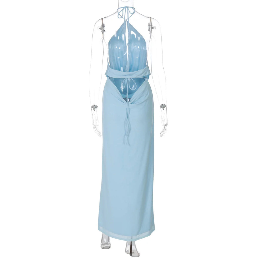 Avrilyaan Hollow Out Backless Sexy Two Piece Set Crop Top And Maxi Long Skirt Women Set Elegant Casual 2 Piece Set Women Set Luxlife Brands