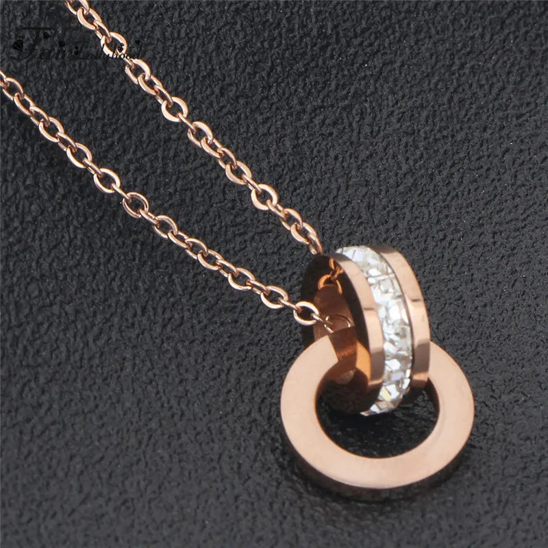 Fairladyhood Lucky Roman Digital Pendant Necklace Set Stainless  Steel Clavicle Pendant Fashion Wild Stainless Steel Jewelry Set Luxlife Brands