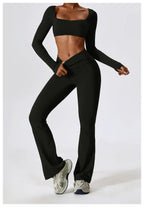 Yoga Shirts Fitness Long Sleeve Women Sport Crop Top Women Square Neck Gym Top Yoga T-Shirt Clothing Casual Quick Dry Sportswear Luxlife Brands