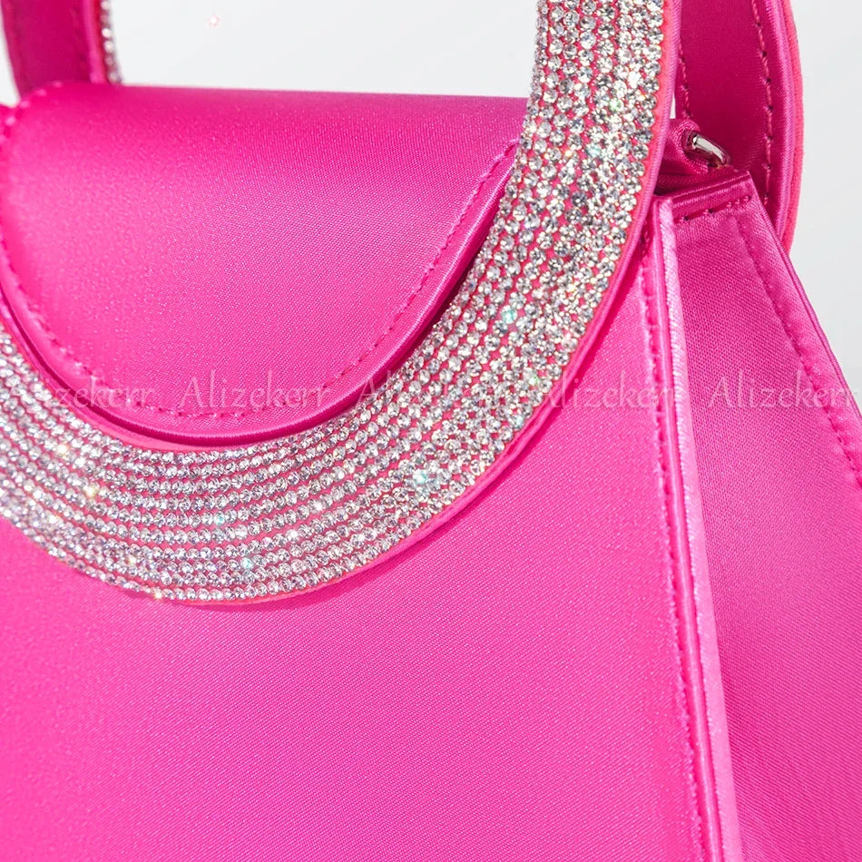 Lux Rhinestone Satin Handbag LUXLIFE BRANDS