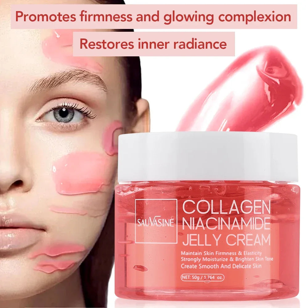 Collagen Jelly Cream Strengthen Skin Barrier 24h Glow & Lifted Moisturize Brighten Skin Niacinamide Hydrolyzed Collagen Gel
