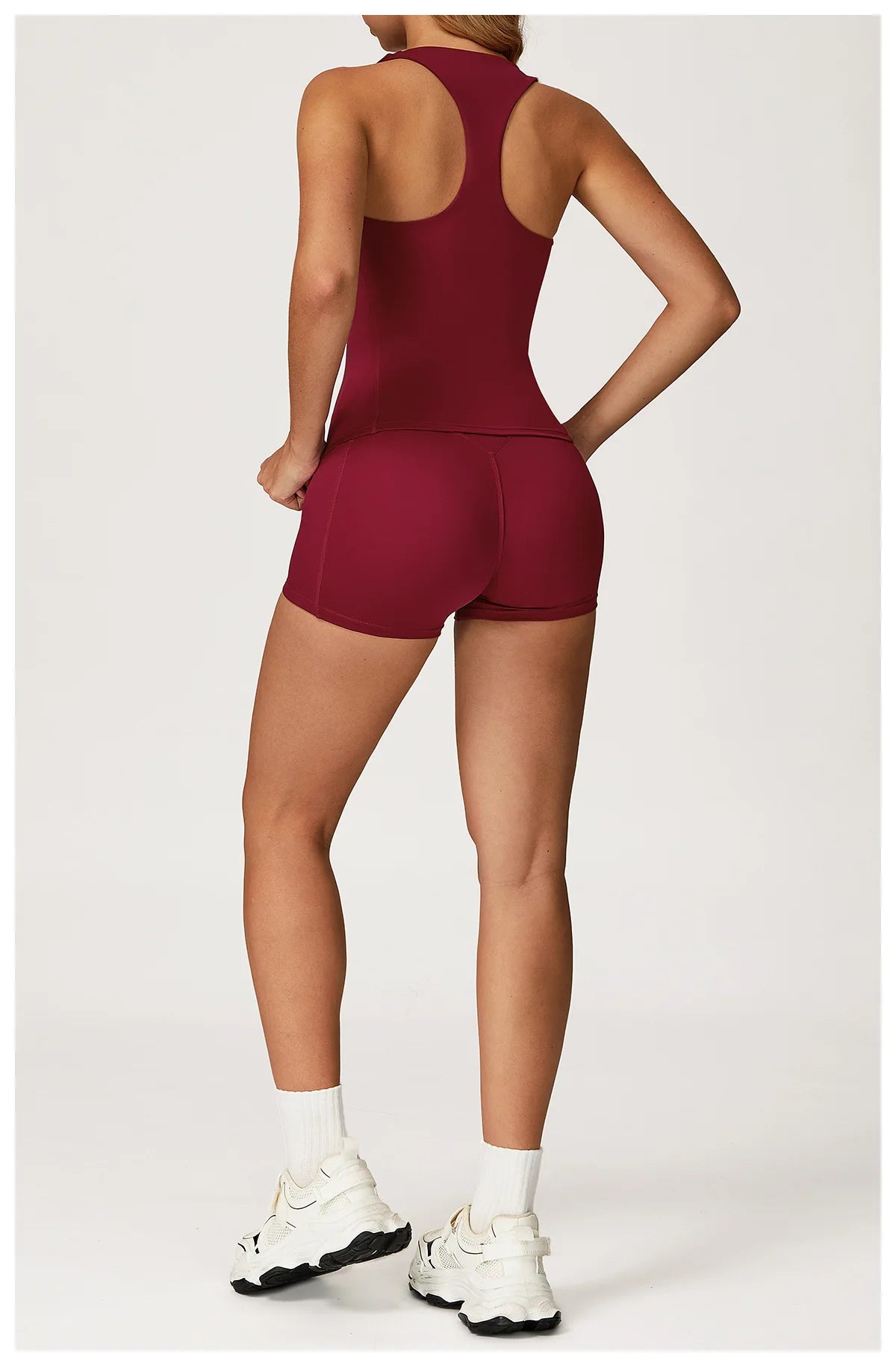 Hearuisavy 2Pcs Woman's Sports Set Naked-Feel Racerback Sports Tops Gym Tank Top Female Breathable High Waist Fitness Yoga Pants