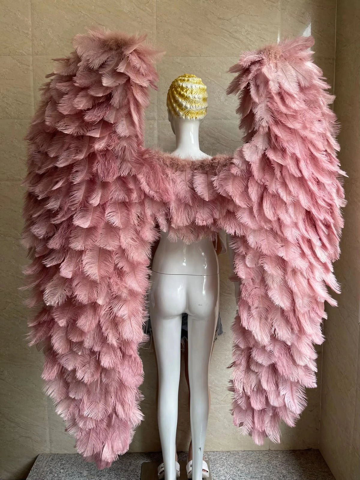 Large Feather Angel Wings Backpiece with Shoulder Straps