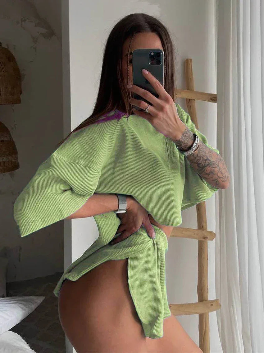 Casual Short Sleeve Top & Shorts Sleepwear LUXLIFE BRANDS