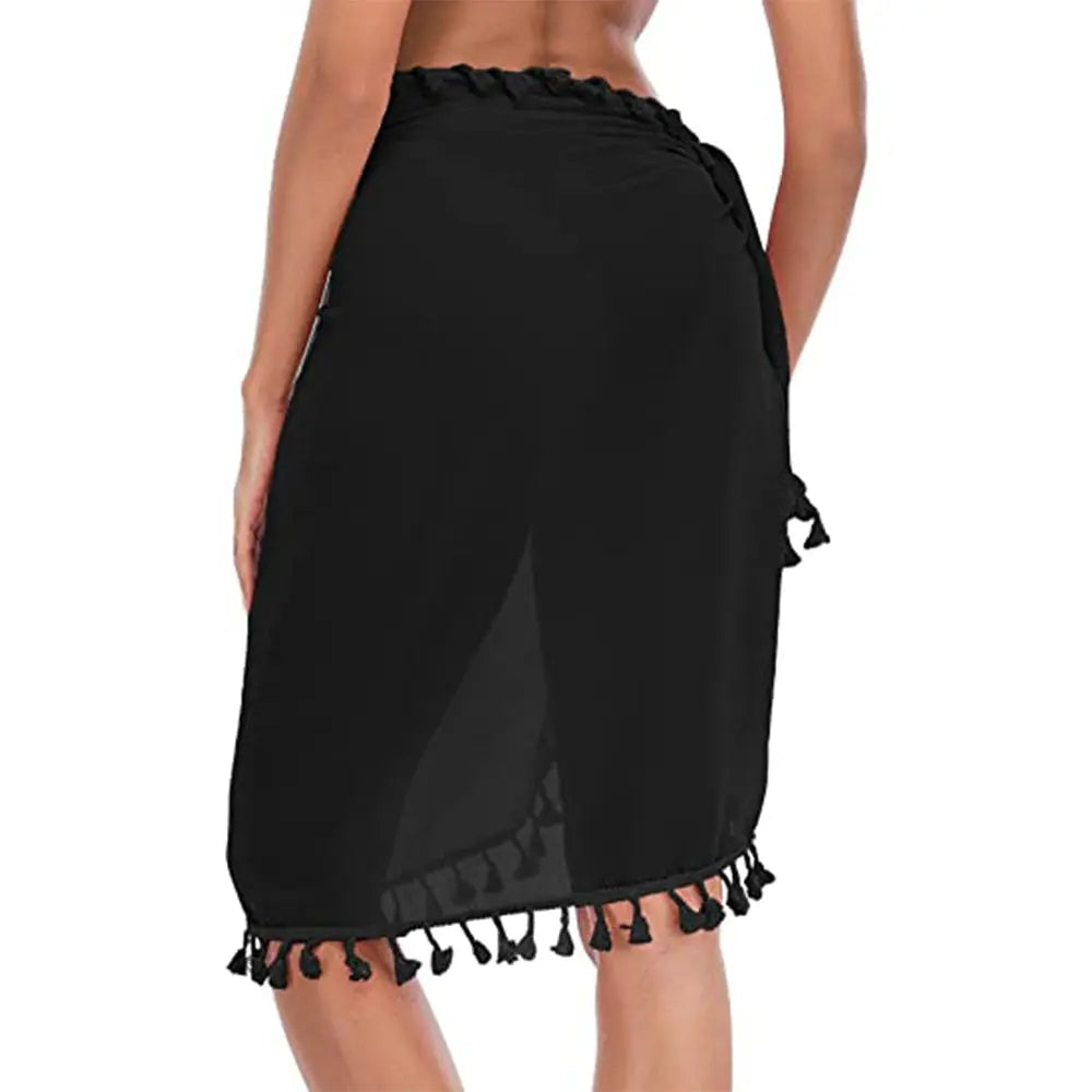 Sarong Coverups for Women Bathing Suit Wrap Swimsuit Skirt Beach Bikini Cover Up Swimwear Short with Tassel