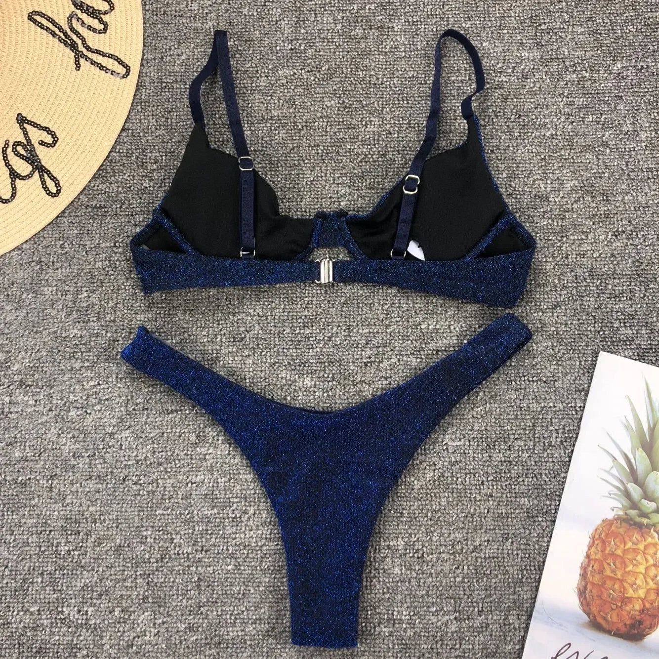 Sexy Silver Glitter Bikini 2022 Swimwear Women Push Up Cut Out Underwire Thong Swimsuit Summer Brazilian Bathing Suit Biquini LUXLIFE BRANDS