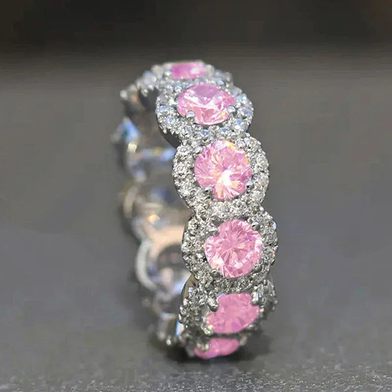 Huitan Sparkling Cubic Zirconia Promise Rings for Women Wedding Engagement Bands Silver Color New Modern Fashion Female Jewelry