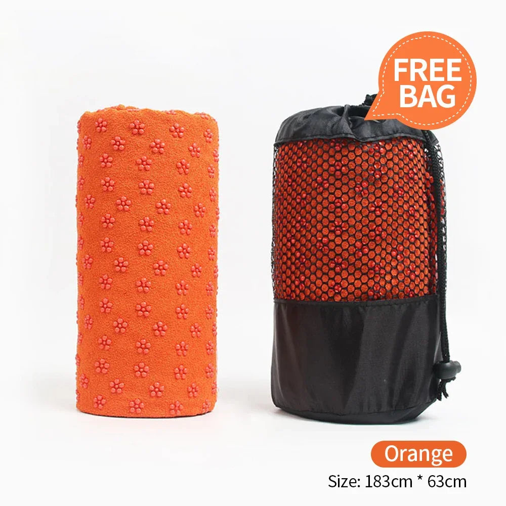 Yoga Mat Cover Towel Non-Slip Sweat Absorbent Solid Foldable Portable Pilates Exercise Sports Travel Fitness Blanket 183CM*63CM