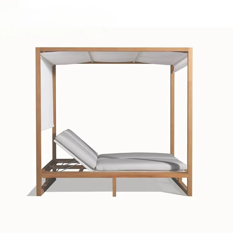 High Quality Luxury Hotel Outdoor Sunbed All-Weather Beach Lounge Bed with Canopy Waterproof Daybed for Garden or Pool Use
