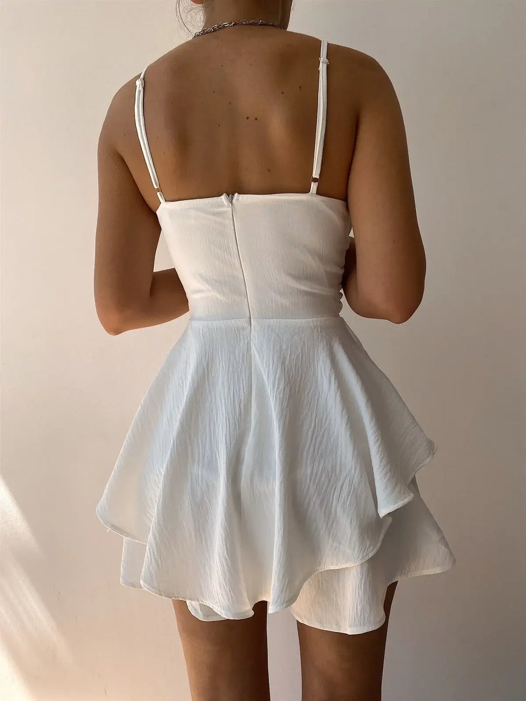 Slim Ruffle Romper Dress