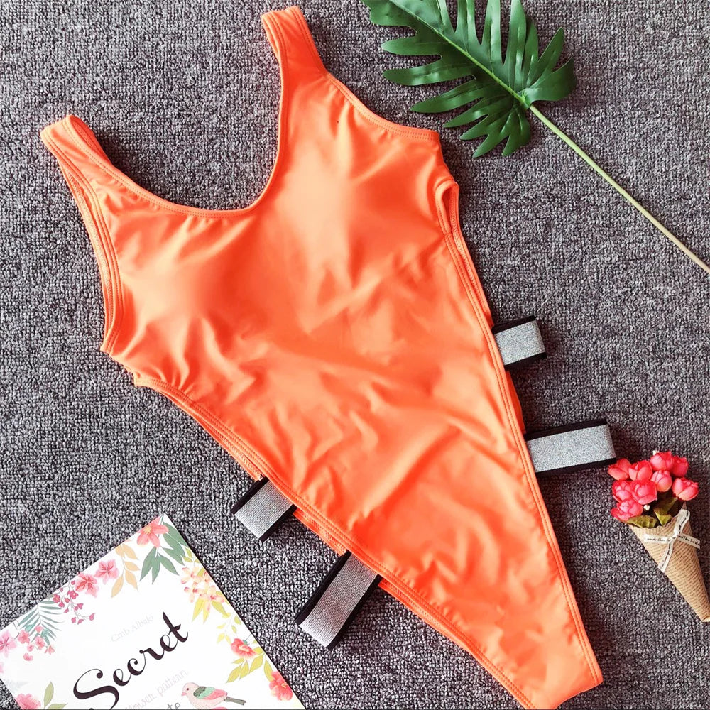 Tangerine High Cut Monokini