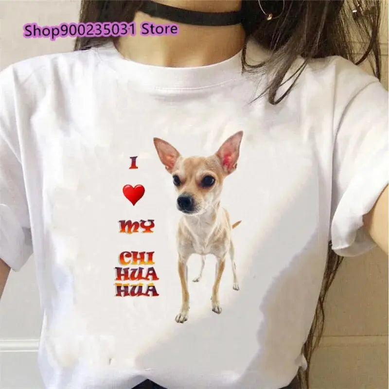 I Love My Chihuahua Graphic Tees Women Funny White Short Sleeve Top Female T-Shirt Lady Tshirt Dog Lover Birthday Gift Vintage - LUXLIFE BRANDS