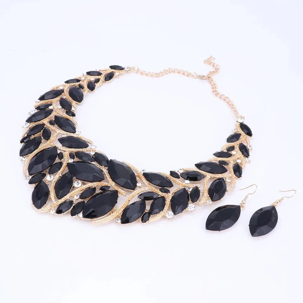 Fashion Bridal Jewelry Sets Wedding Necklace Earring Ring For Brides Party Prom Costume Accessories Decoration Women LUXLIFE BRANDS