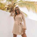 Brickell Bell Sleeve Belted Beach Mini Dress Luxlife Brands