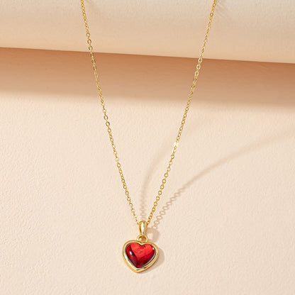 Carnelian Crystal Heart Necklace Raw Stone Healing Crystals Dainty Heart Gemstone Pendant Necklace Anniversary Birthday Gift
