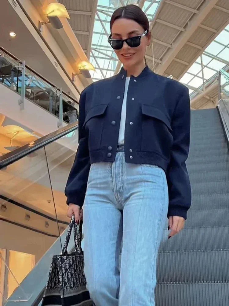 Delta Cropped Bomber Jacket LUXLIFE BRANDS