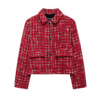 HH Women Fashion Red Texture Skirt Sets Single Breasted Lapel Jacket Coat Side Zipper Shorts Skirts High Street Lady Outfit Luxlife Brands