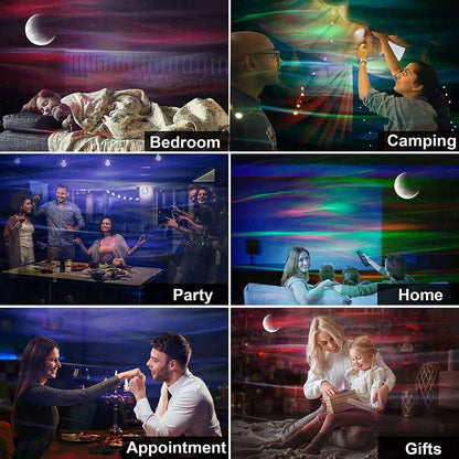 NEW Aurora Projectors Galaxy Star Projector Northern Light Starry Sky Moon Lamp For Bedroom Decor Bluetooth Music Nightlights