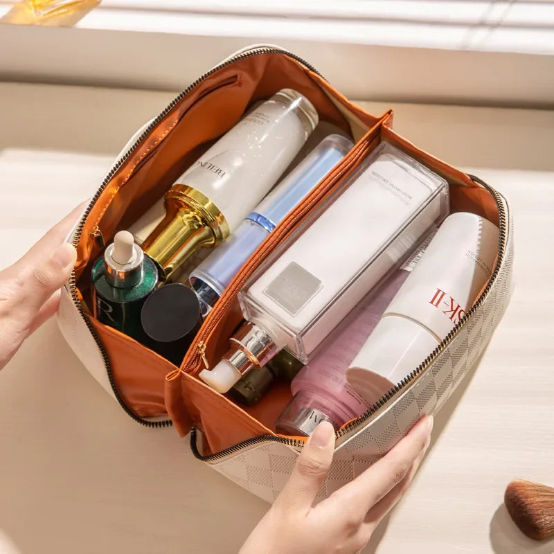 Big Capacity Travel home Use Cosmetic Bag Portable PU Makeup Pouch Women Waterproof Bathroom Wash bag Multifunction Cosmetic Bag LUXLIFE BRANDS
