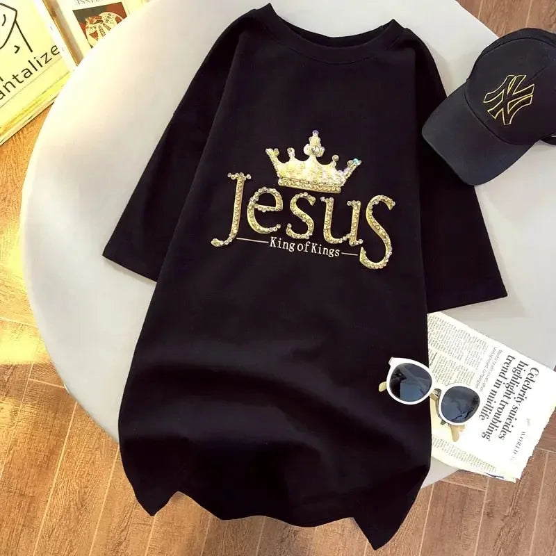 Summer T Shirt for Women Cotton Letter Hot Drill Oversized Clothes Loose Short Sleeved Top Luxury Designer Graphic Tees Women