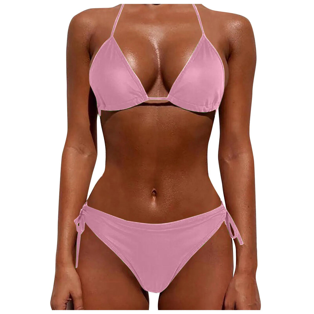 Summer Lightweight Spicy Girl Bikini Swimsuit Women'S Sexy Fashion Swimsuit Solid Color High Waist Gold Lock Bikini Swimsuit Luxlife Brands