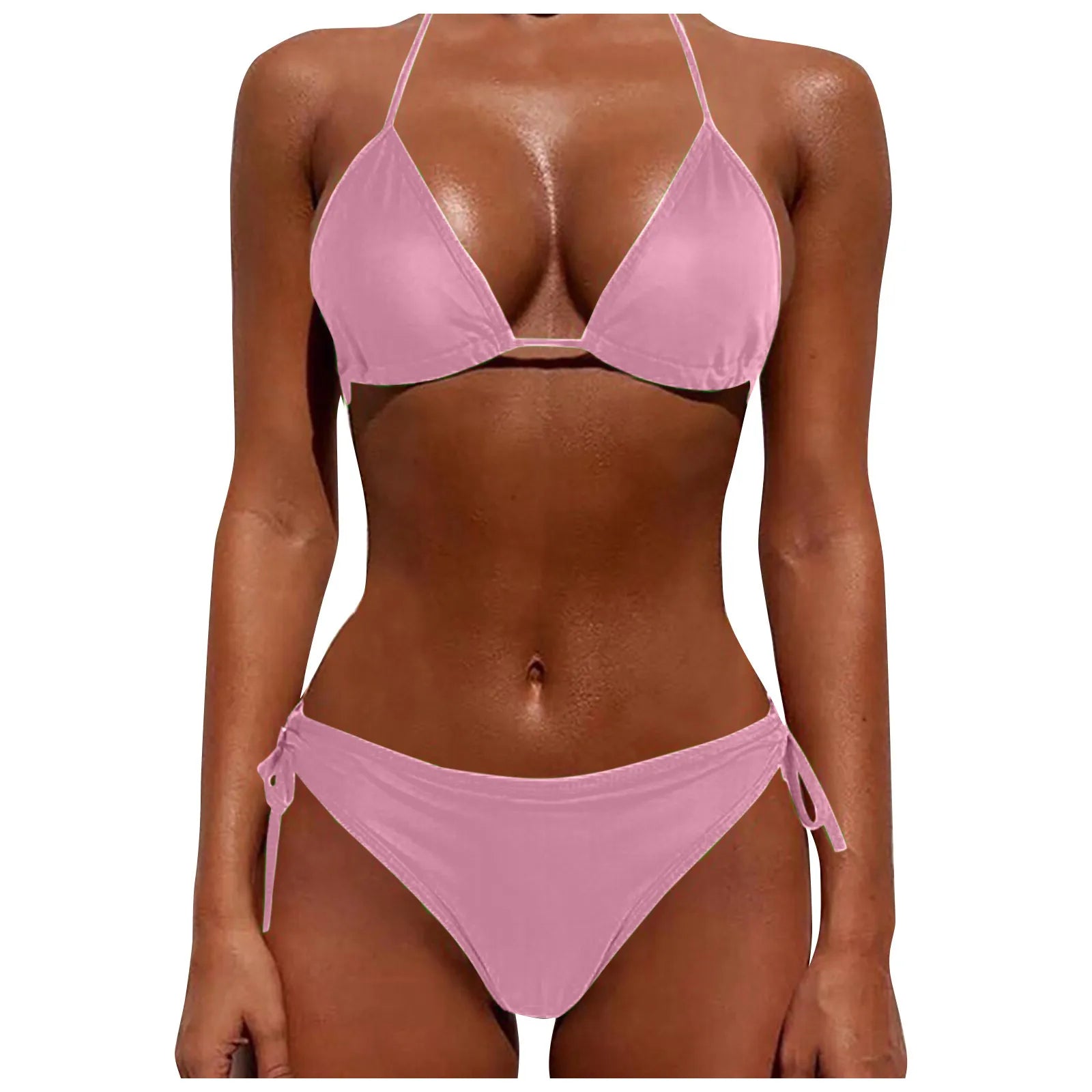 Summer Lightweight Spicy Girl Bikini Swimsuit Women'S Sexy Fashion Swimsuit Solid Color High Waist Gold Lock Bikini Swimsuit Luxlife Brands