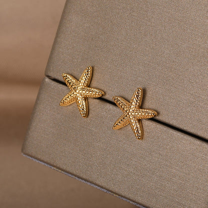 Big Starfish Stud Earrings For Women Sea Shell Earrings Round Ear Summer Beach Jewelry Best Friend Gift 2022