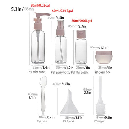 11pcs Travel Size Cosmetic Bottles Set for Nail Art Glitter, Portable Makeup Containers