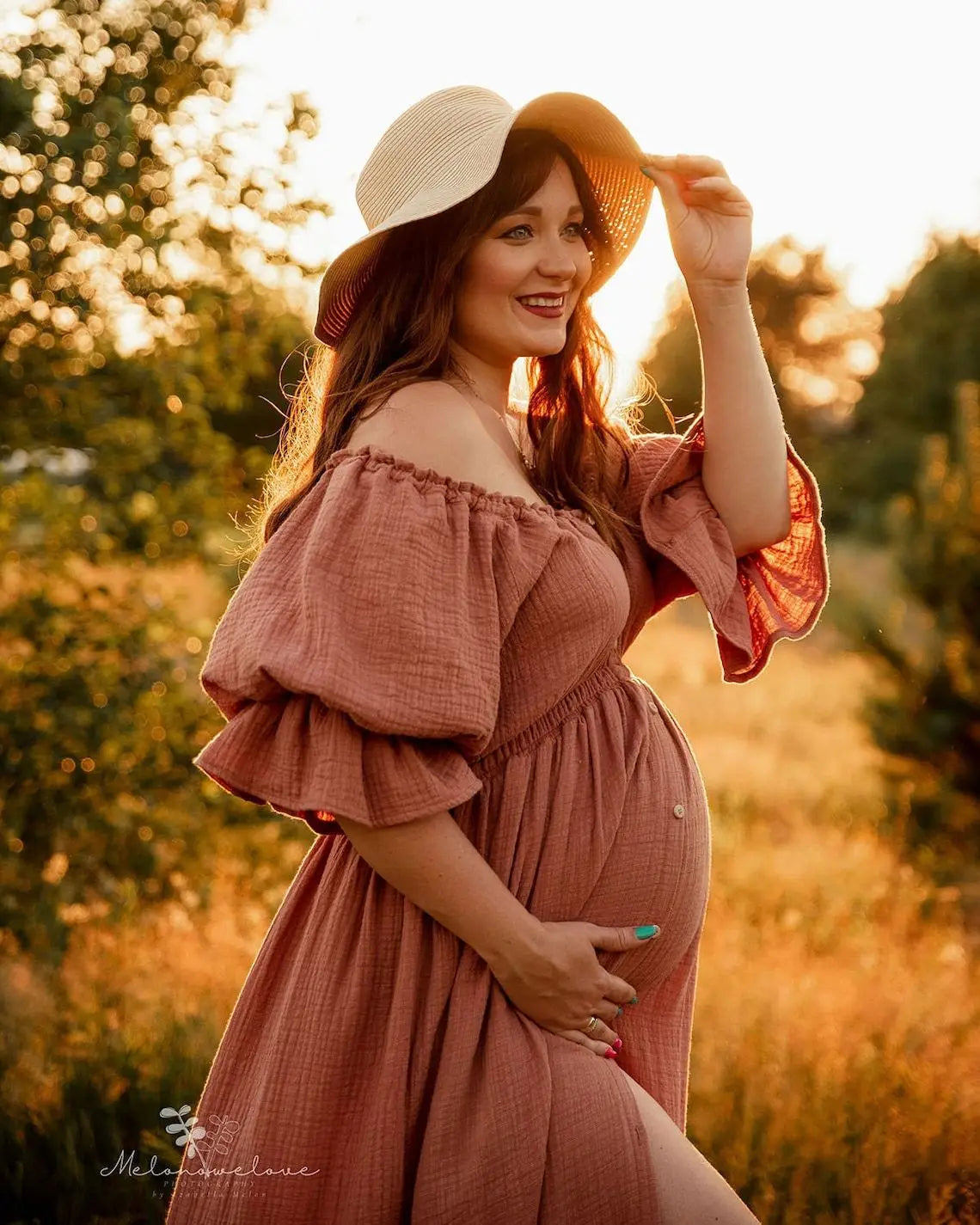 Maternity Linen Cotton Bohemian Dress