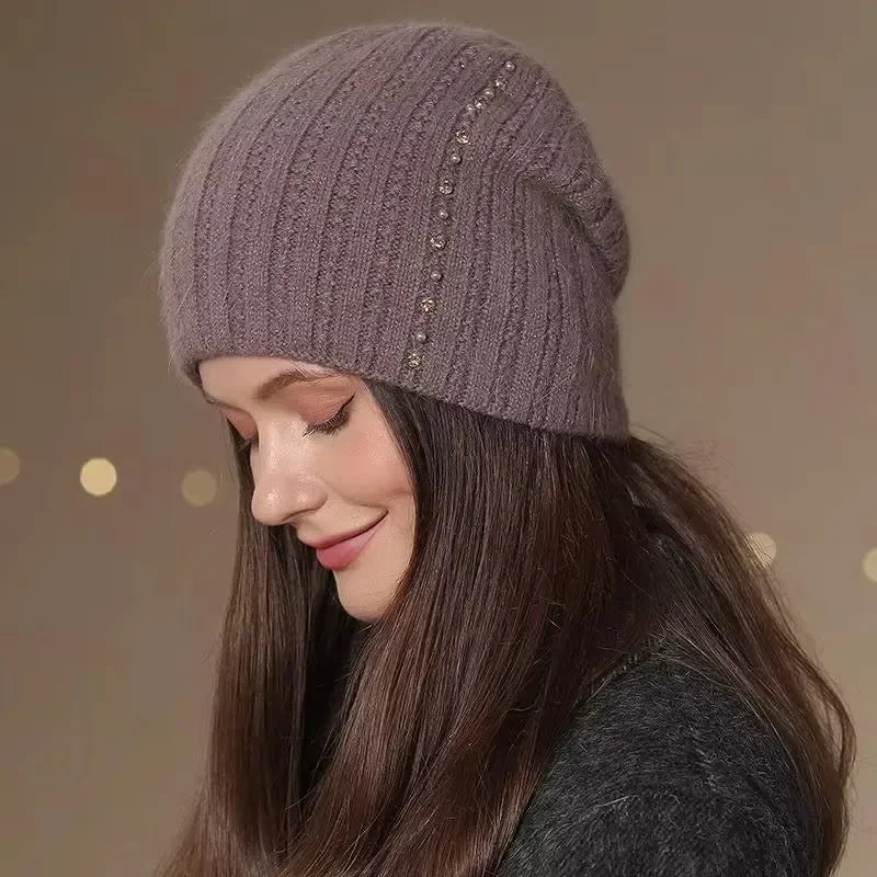 New Women Winter Hat Fashion Decorate Beanie Hat Warm Winter Cap For Female Casual Streetwear Knitted Hat