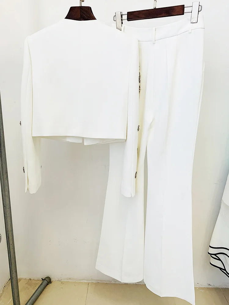 Lilian Long Sleeve Coat & High Waist Slim Pant Set LUXLIFE BRANDS
