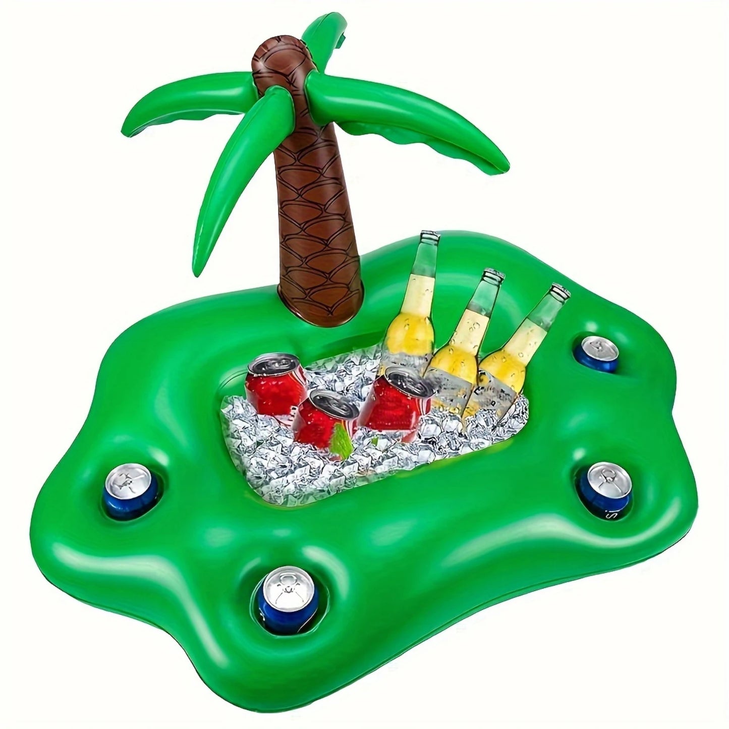 Inflatable Palm Tree Pool Party Float with Built-In Drink Cooler & Cup Holders