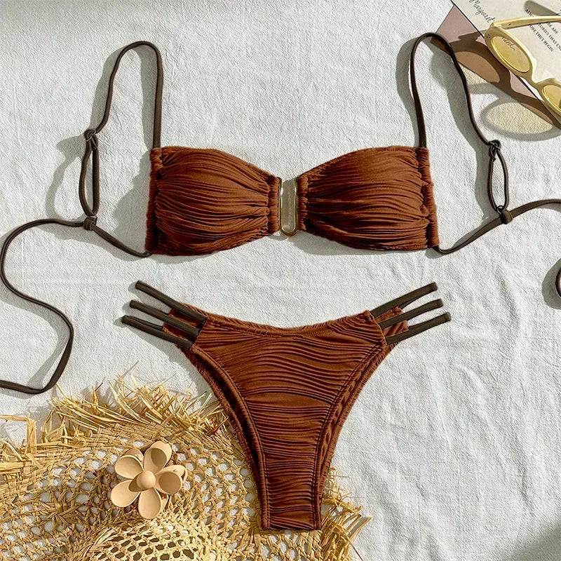 Italia Textured Low Rise Bikini Luxlife Brands