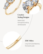 Round Cut D Color VVS1 Moissanite 10K 14K Yellow Gold Plated Engagement Wedding Band Moissanite Lab Grown Diamond Ring for Women Luxlife Brands