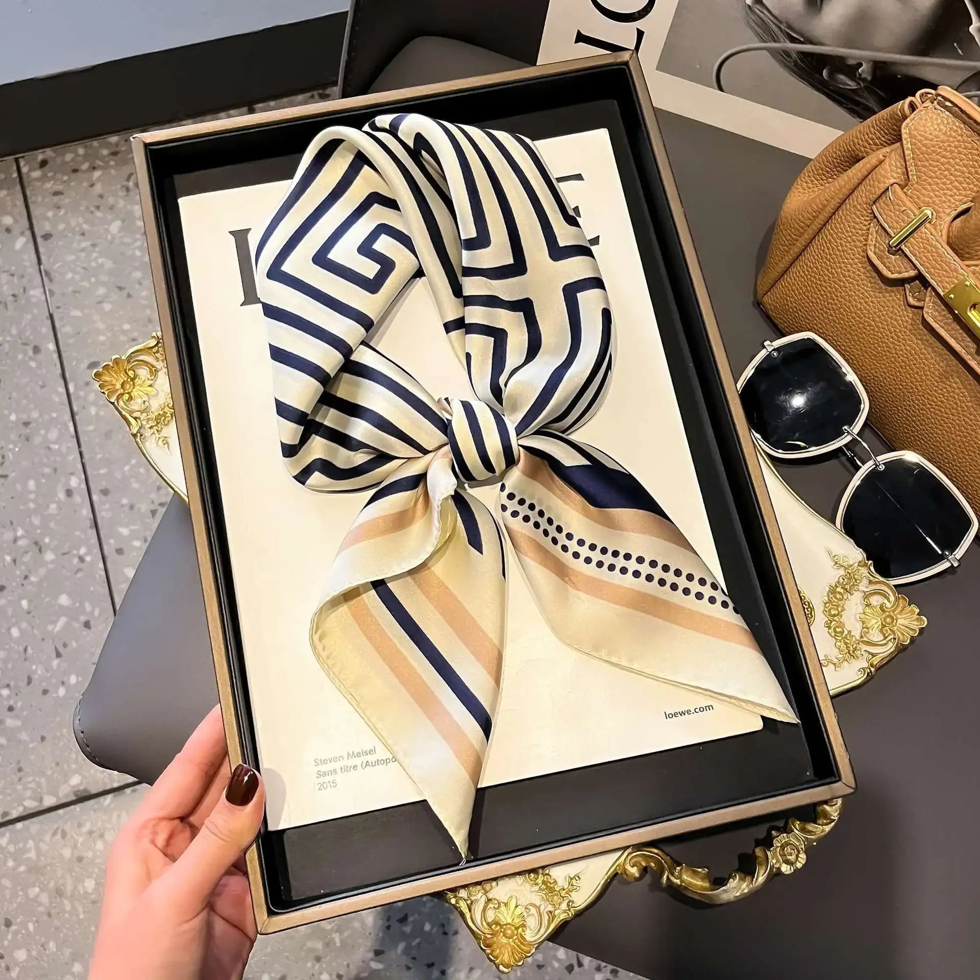 Fashion Luxury Brand 70cm Silk Square Scarf Women Satin Neck Tie Female Hair Bandana Headkerchief Shawl Wrap Hijab Echarpe Luxlife Brands